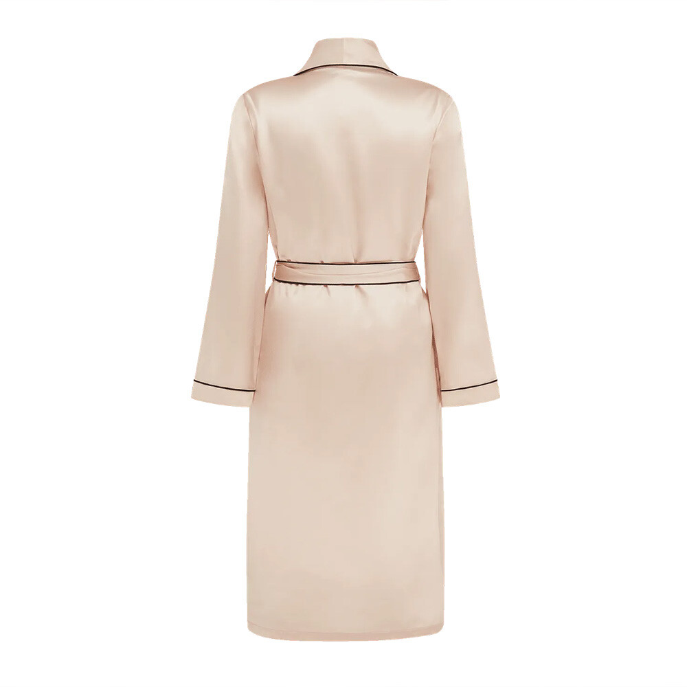 Silk Robe with Black Piping